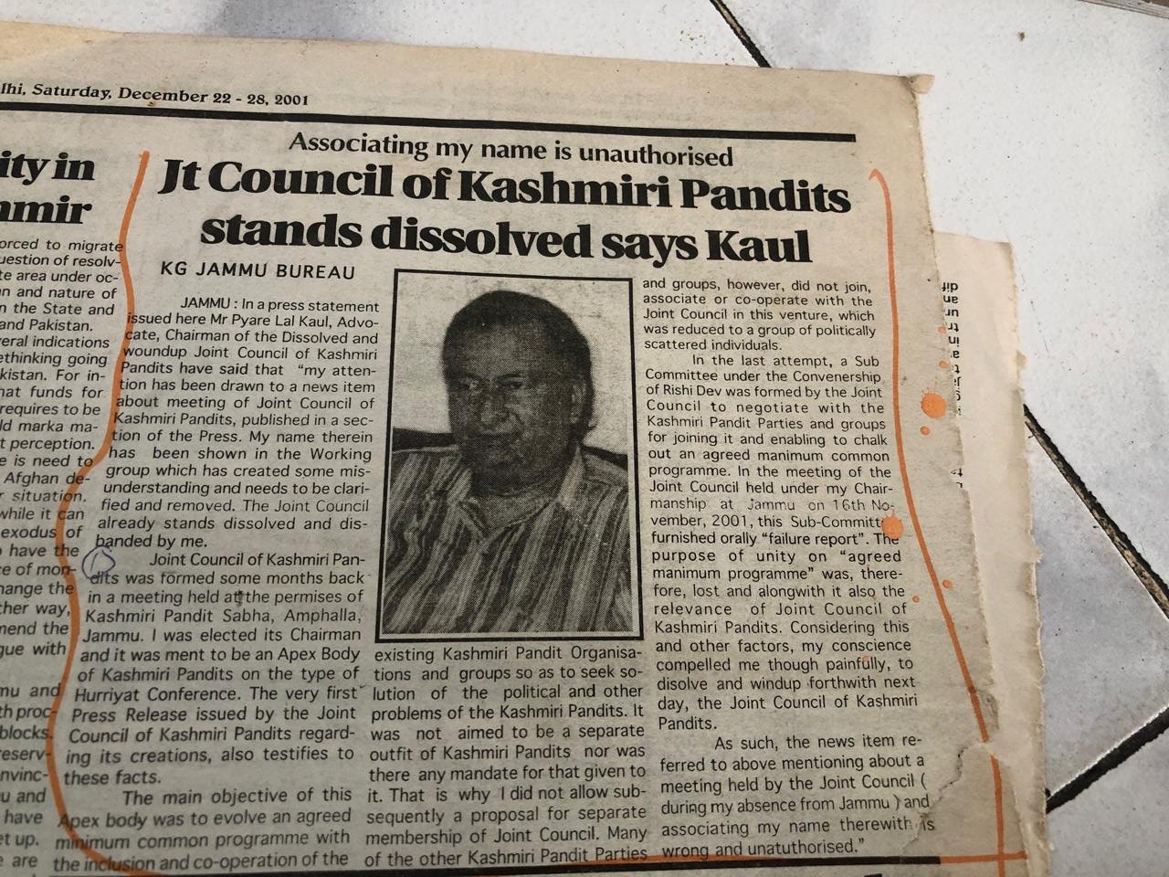 Joint Council of Kashmiri Pandits Dissolved, Says Pyare Lal Kaul
