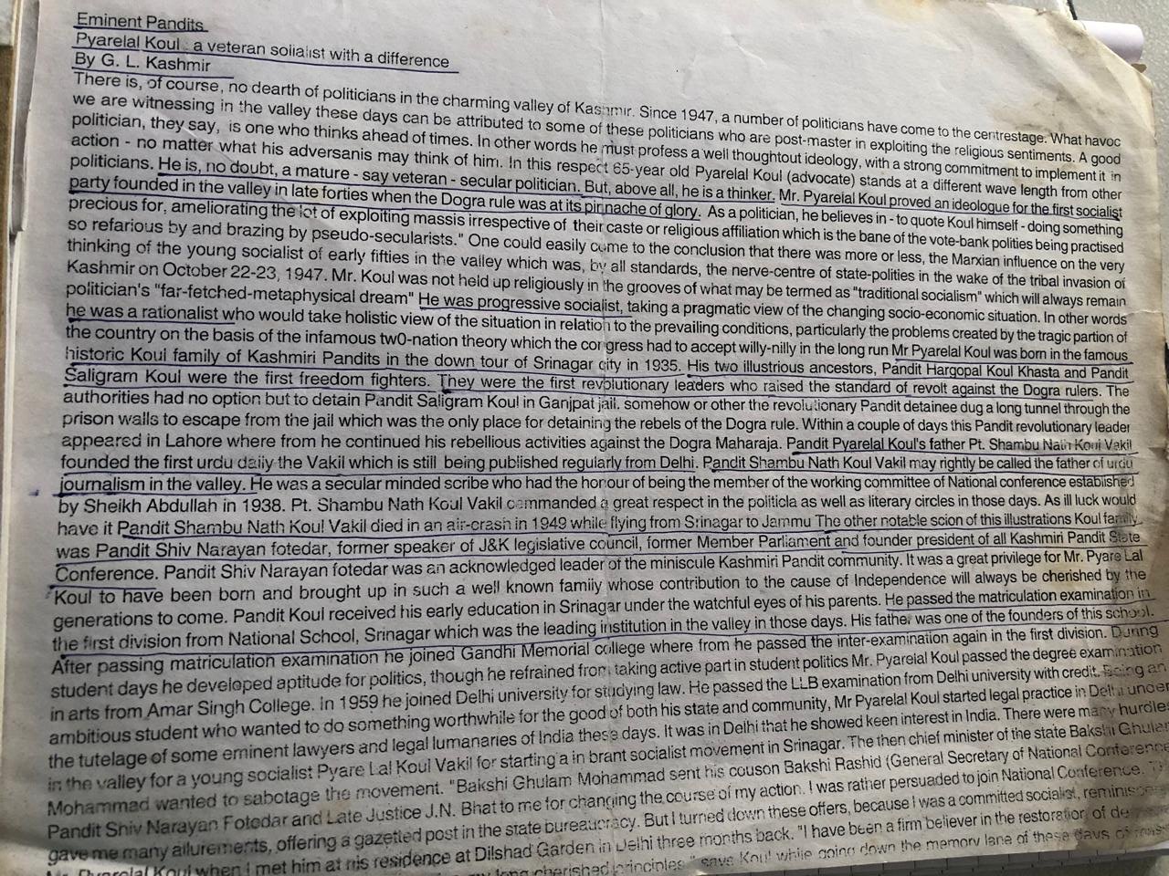 Pyare Lal Kaul: A Veteran Socialist Who Made a Difference